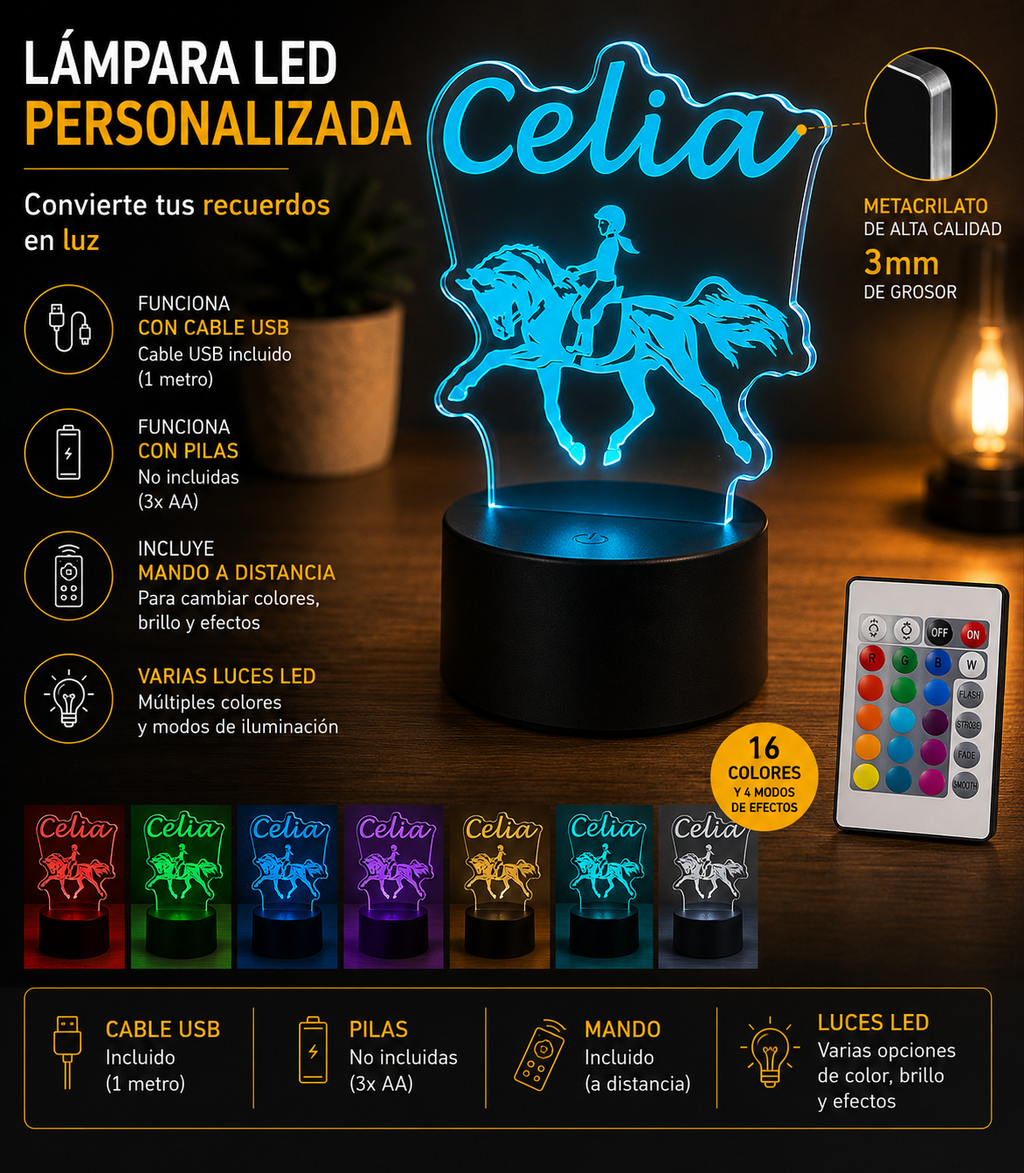 Lámpara personalizada en metacrilato con base LED